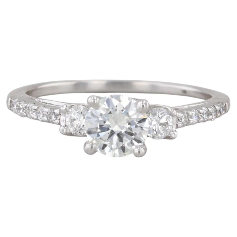 0,82ctw Runde Diamant Verlobungsring 14k Weißgold Größe 7 Kathedrale Band