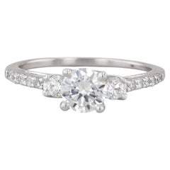 0.82ctw Round Diamond Engagement Ring 14k White Gold Size 7 Cathedral Band