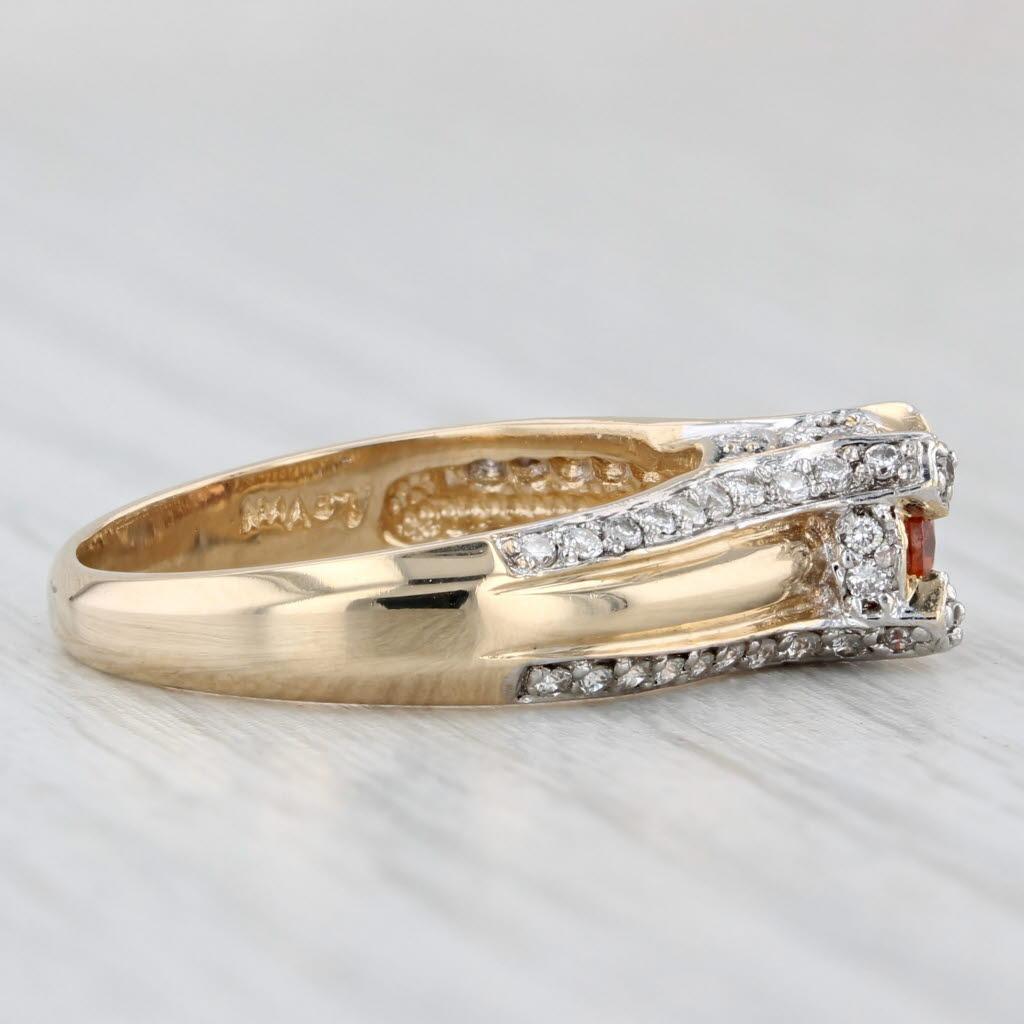 Oval Cut 0.82ctw Spessartite Orange Garnet Diamond Ring 14k Yellow Gold Size 6 For Sale