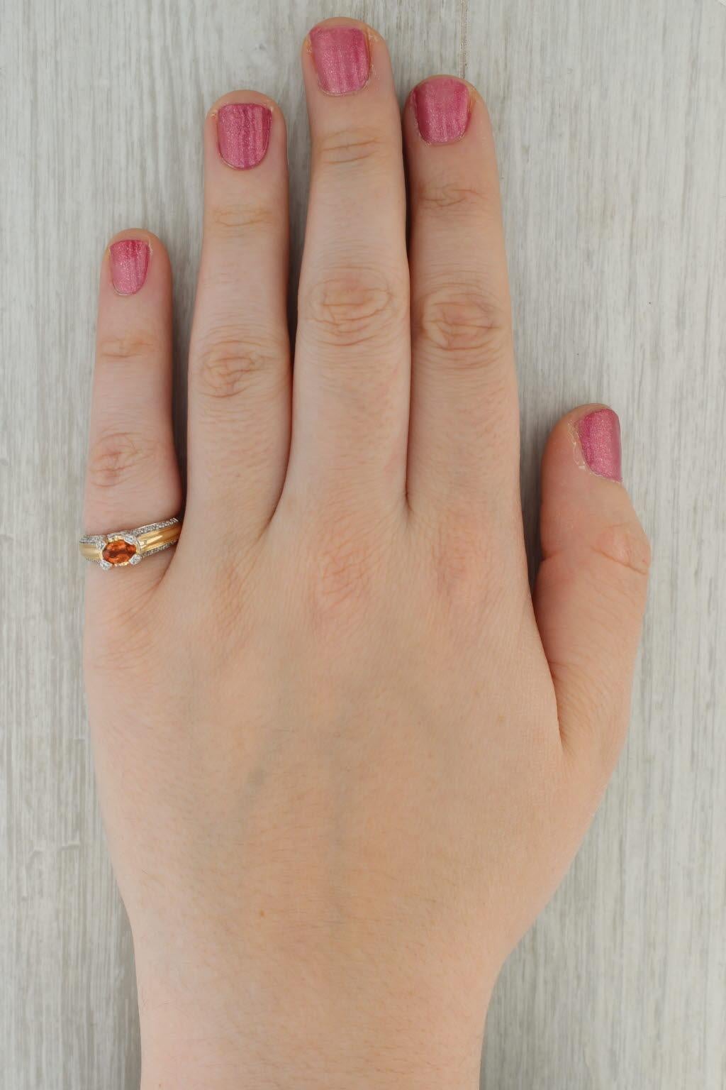 0.82ctw Spessartite Orange Garnet Diamond Ring 14k Yellow Gold Size 6 For Sale 4