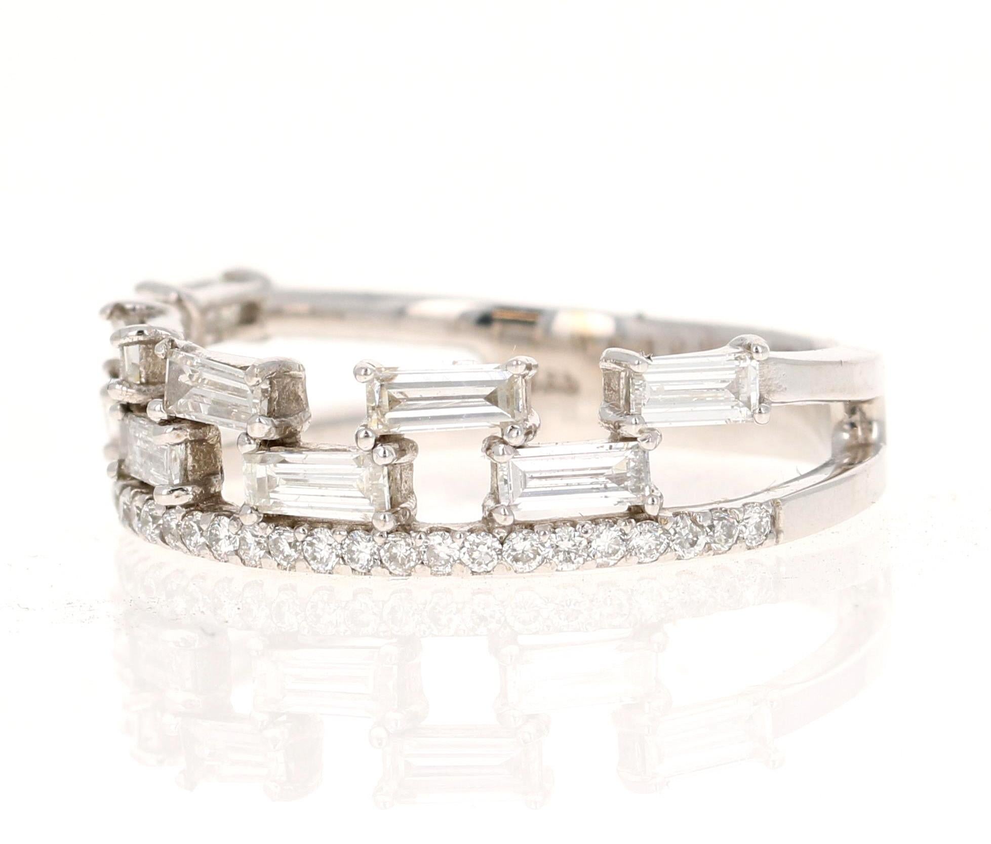 Contemporary 0.83 Carat Diamond Baguette White Gold Band For Sale