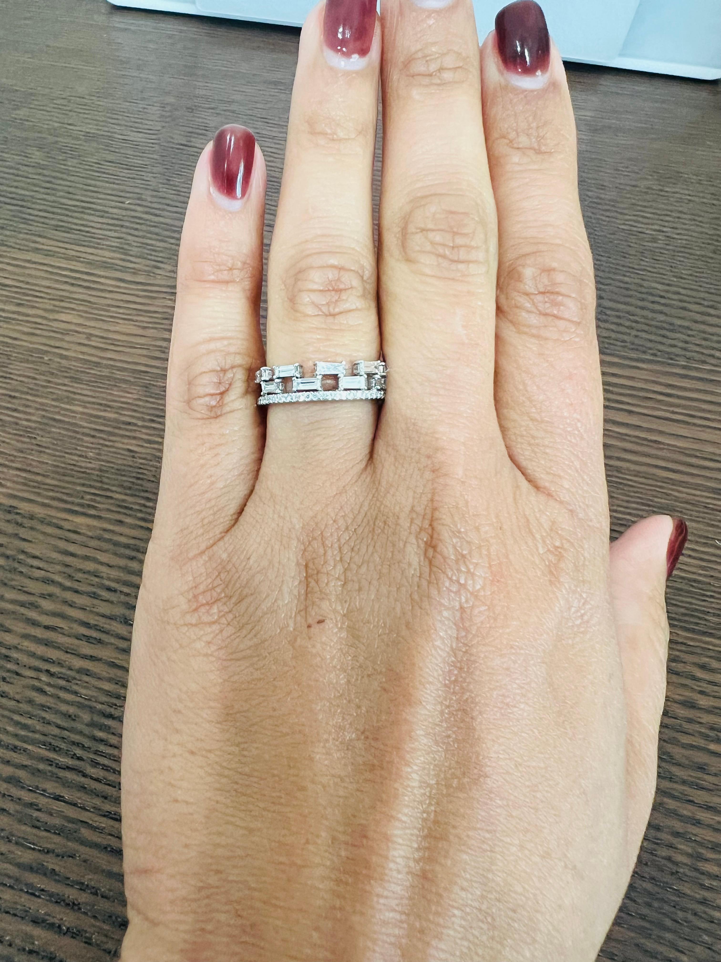 Baguette Cut 0.83 Carat Diamond Baguette White Gold Band For Sale