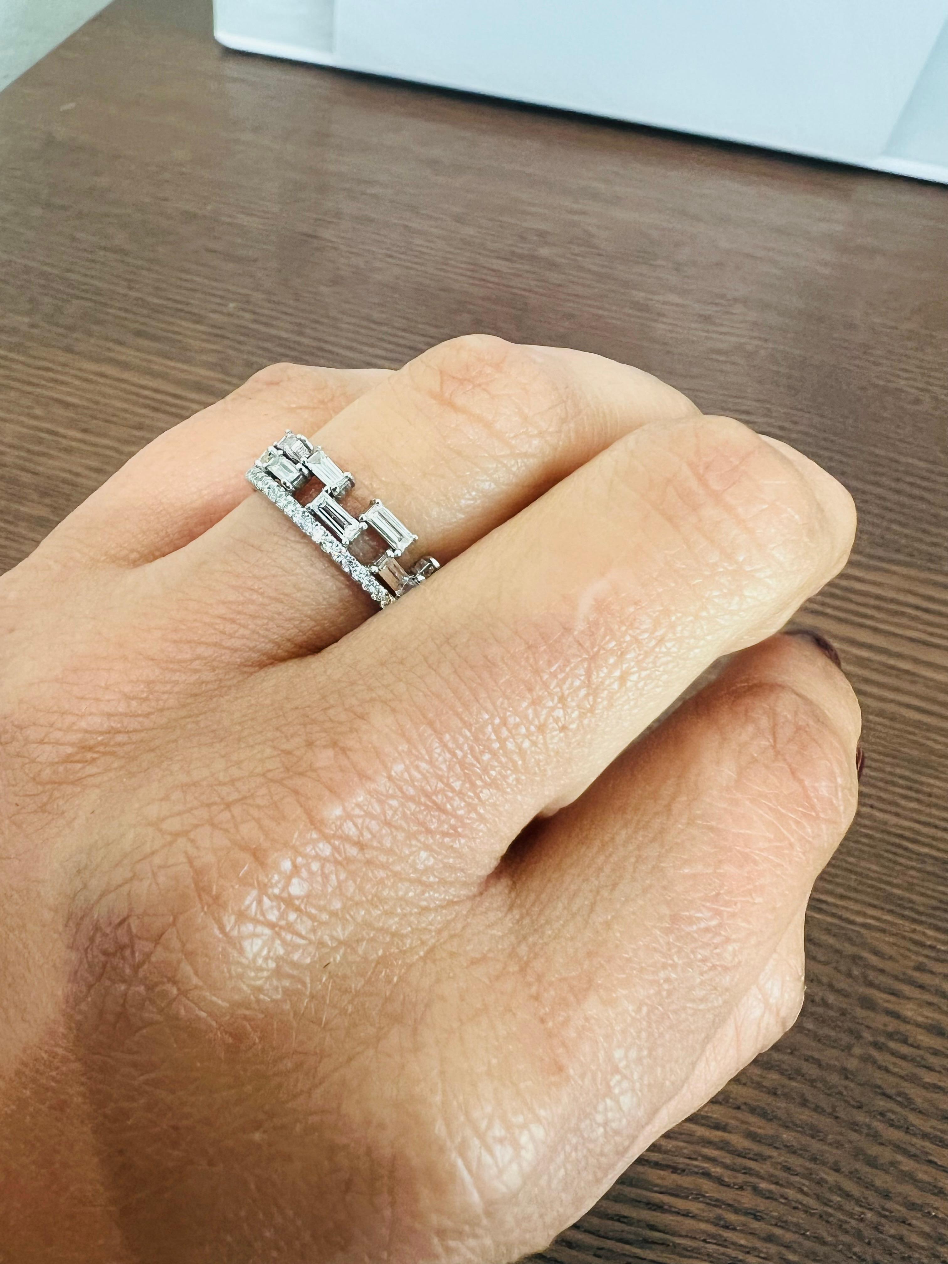 0.83 Carat Diamond Baguette White Gold Band In New Condition For Sale In Los Angeles, CA