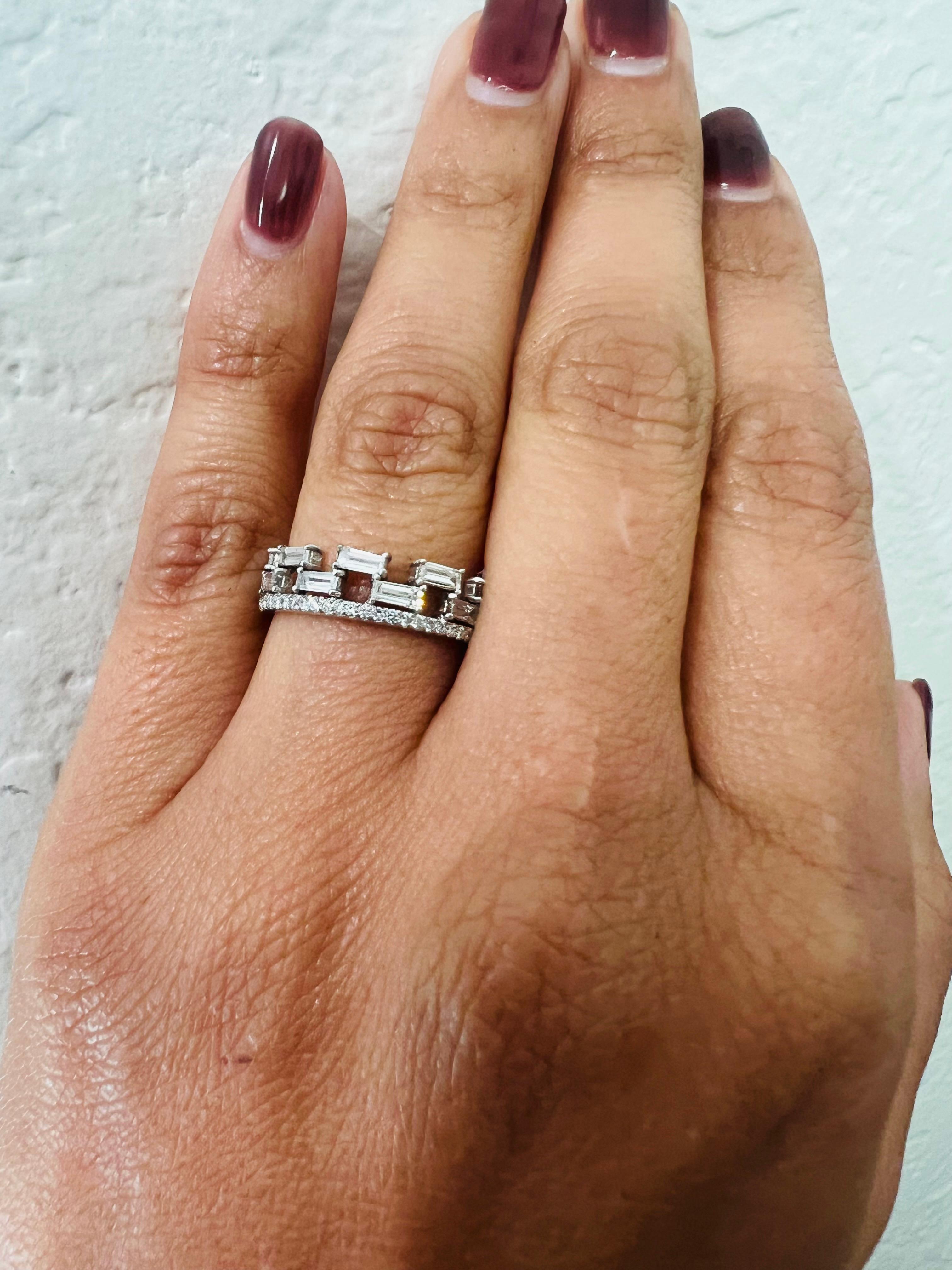 Women's 0.83 Carat Diamond Baguette White Gold Band For Sale