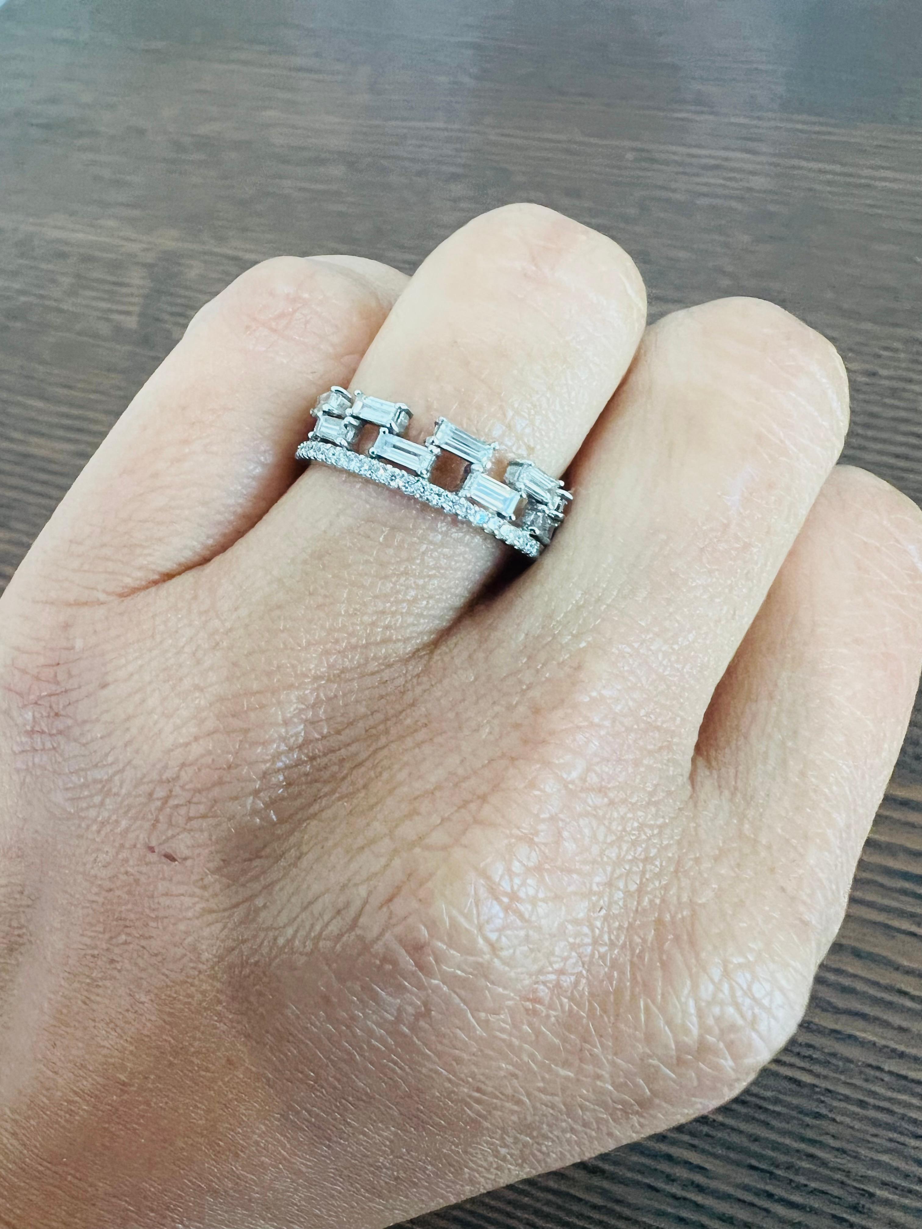 0.83 Carat Diamond Baguette White Gold Band For Sale 1
