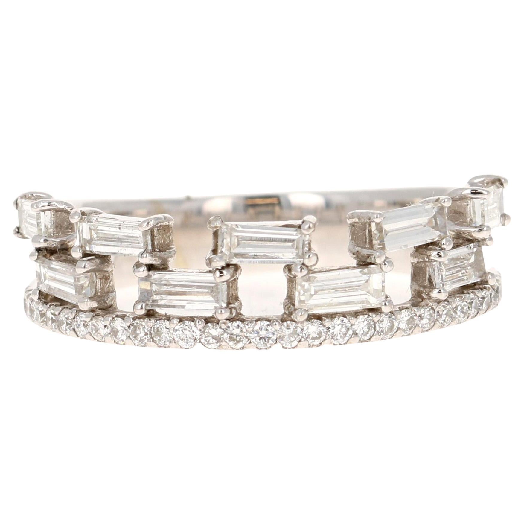 0.83 Carat Diamond Baguette White Gold Band