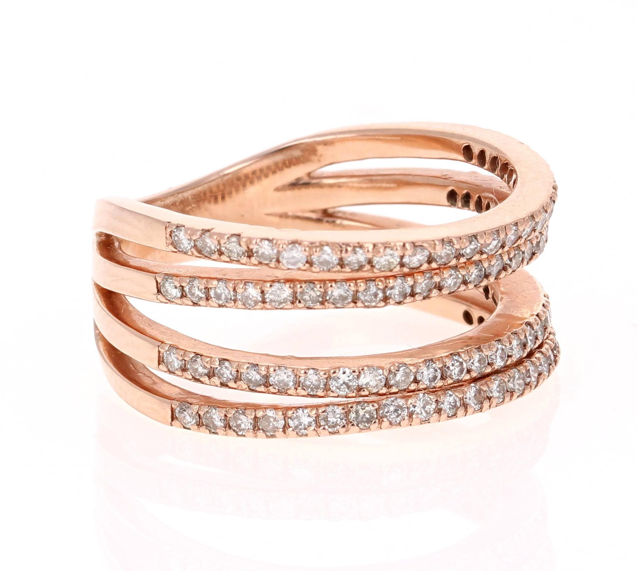 A gorgeous cocktail ring with an arched-setting that sits well on the index, middle or ring fingers! Very much on trend with the modern day rings. Can be worn as a statement ring which screams out #bossbabe #bosslady
The ring has 94 Round Cut