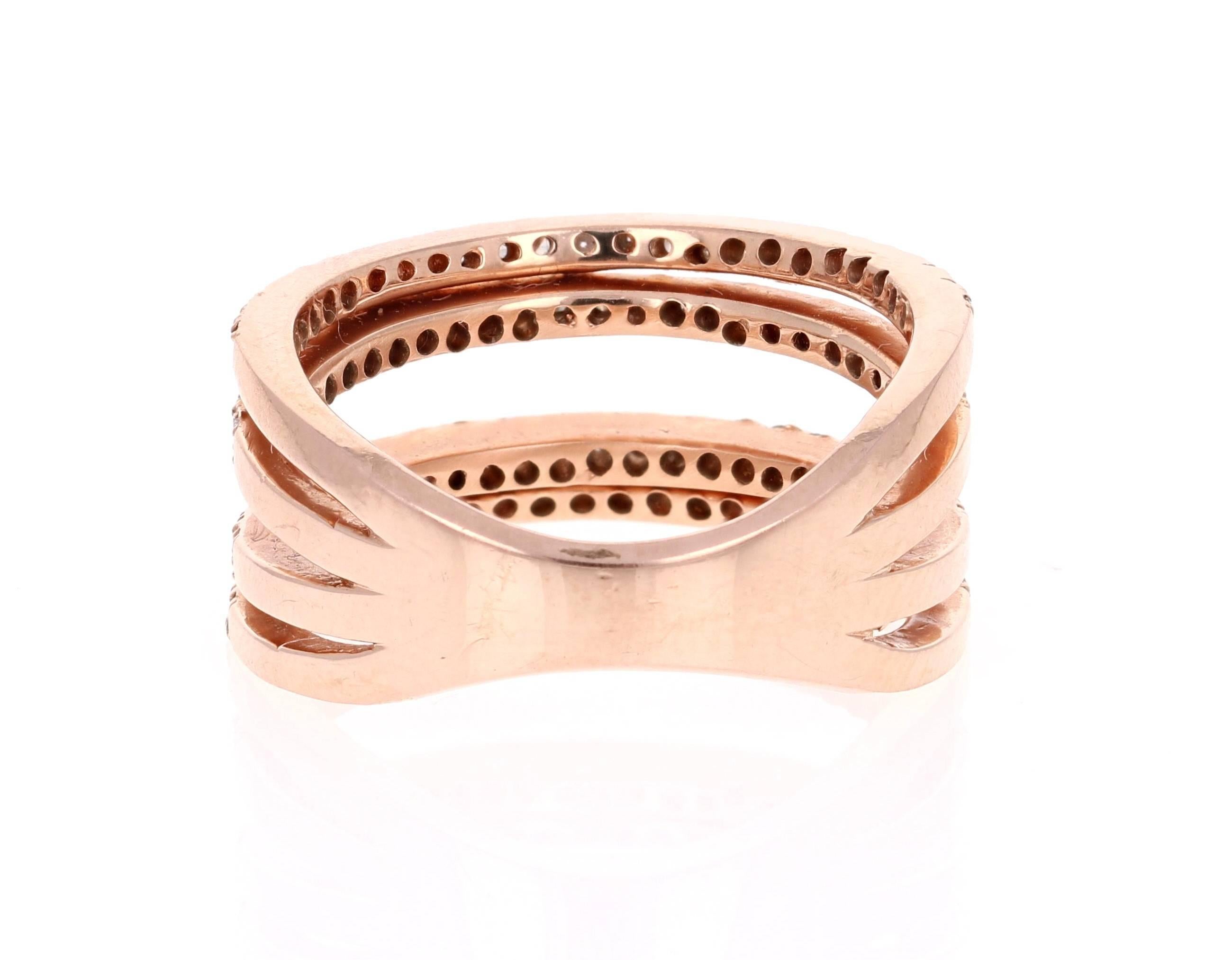 Round Cut 0.83 Carat Diamond Cocktail Ring 14 Karat Rose Gold