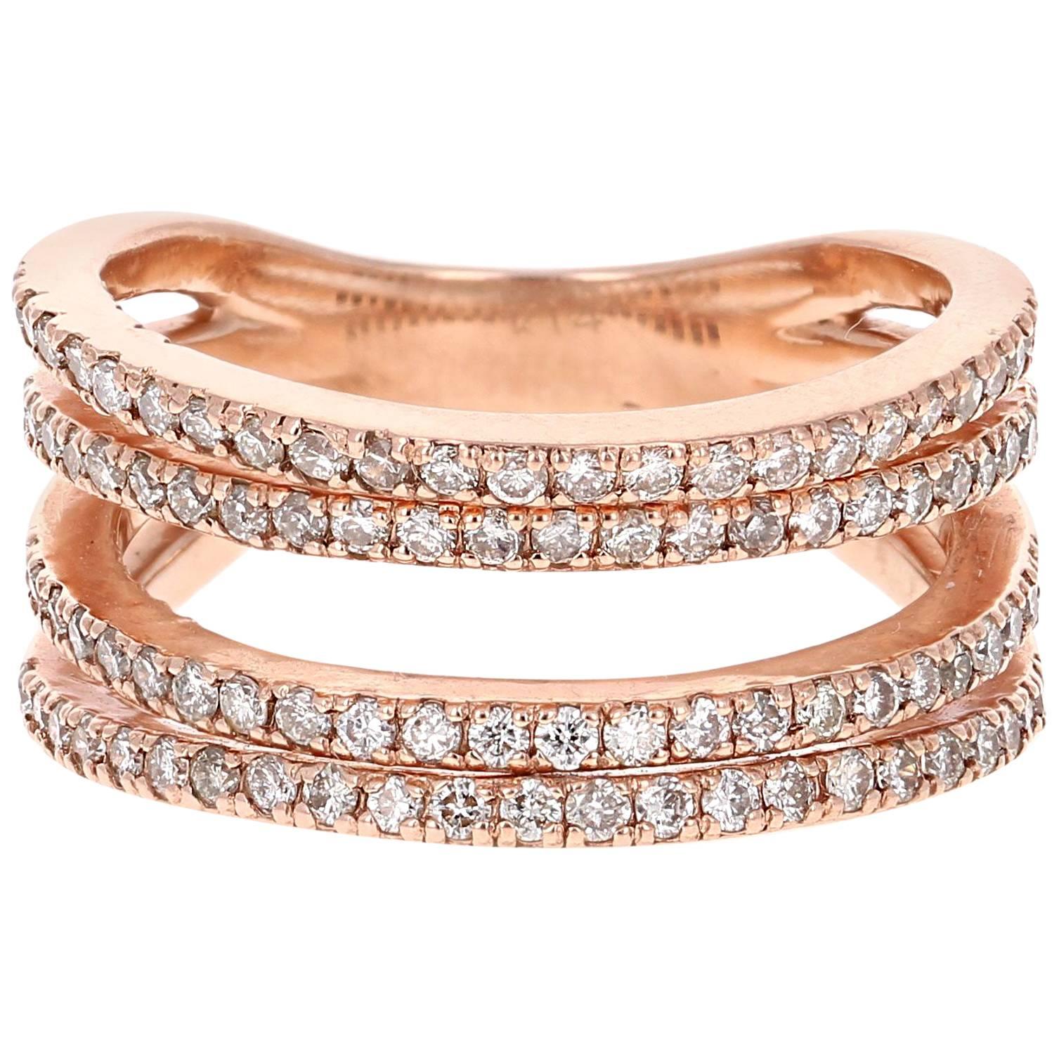 0.83 Carat Diamond Cocktail Ring 14 Karat Rose Gold