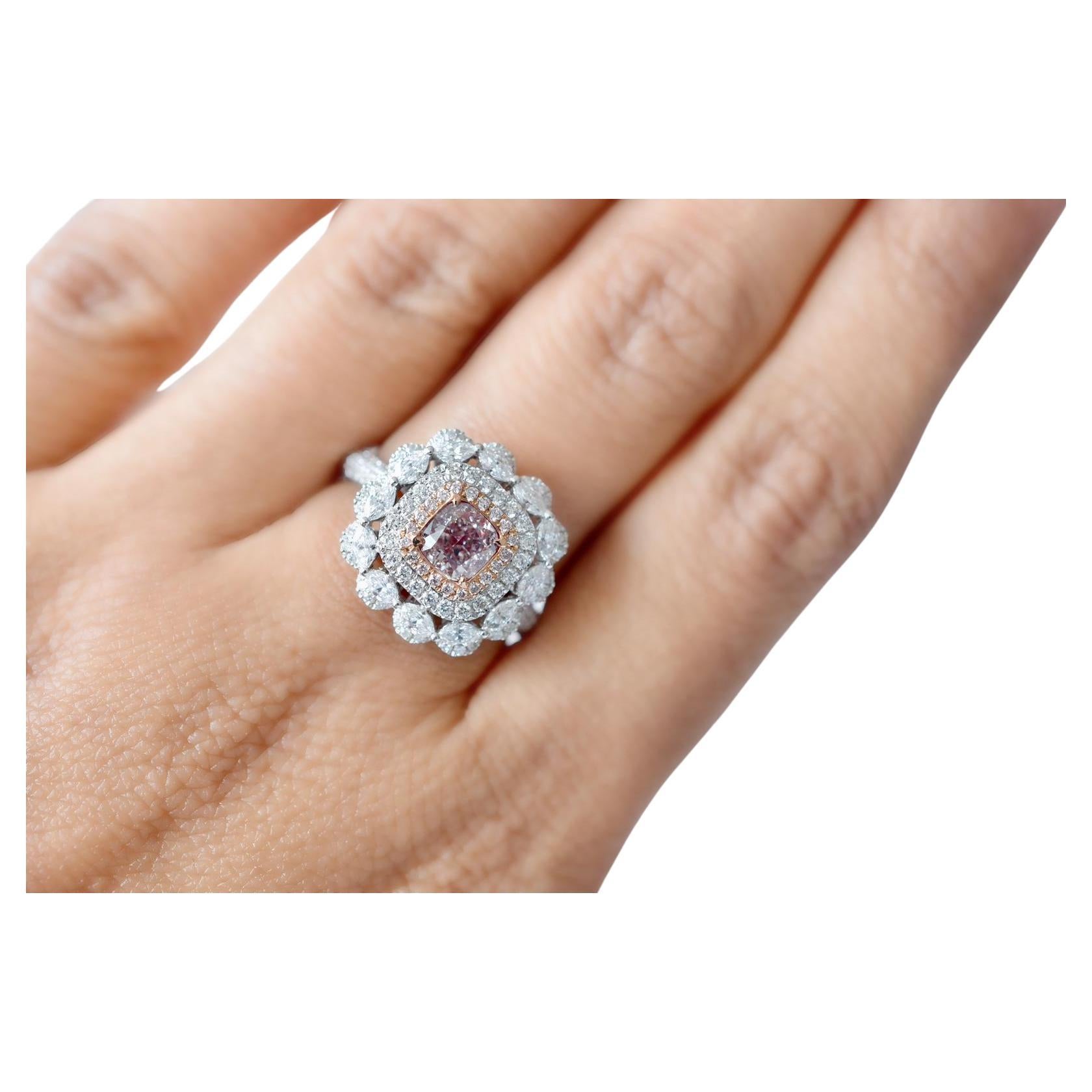 0.83 Carat Fancy Light Pinkish Brown Diamond Ring VS1 Clarity GIA Certified For Sale