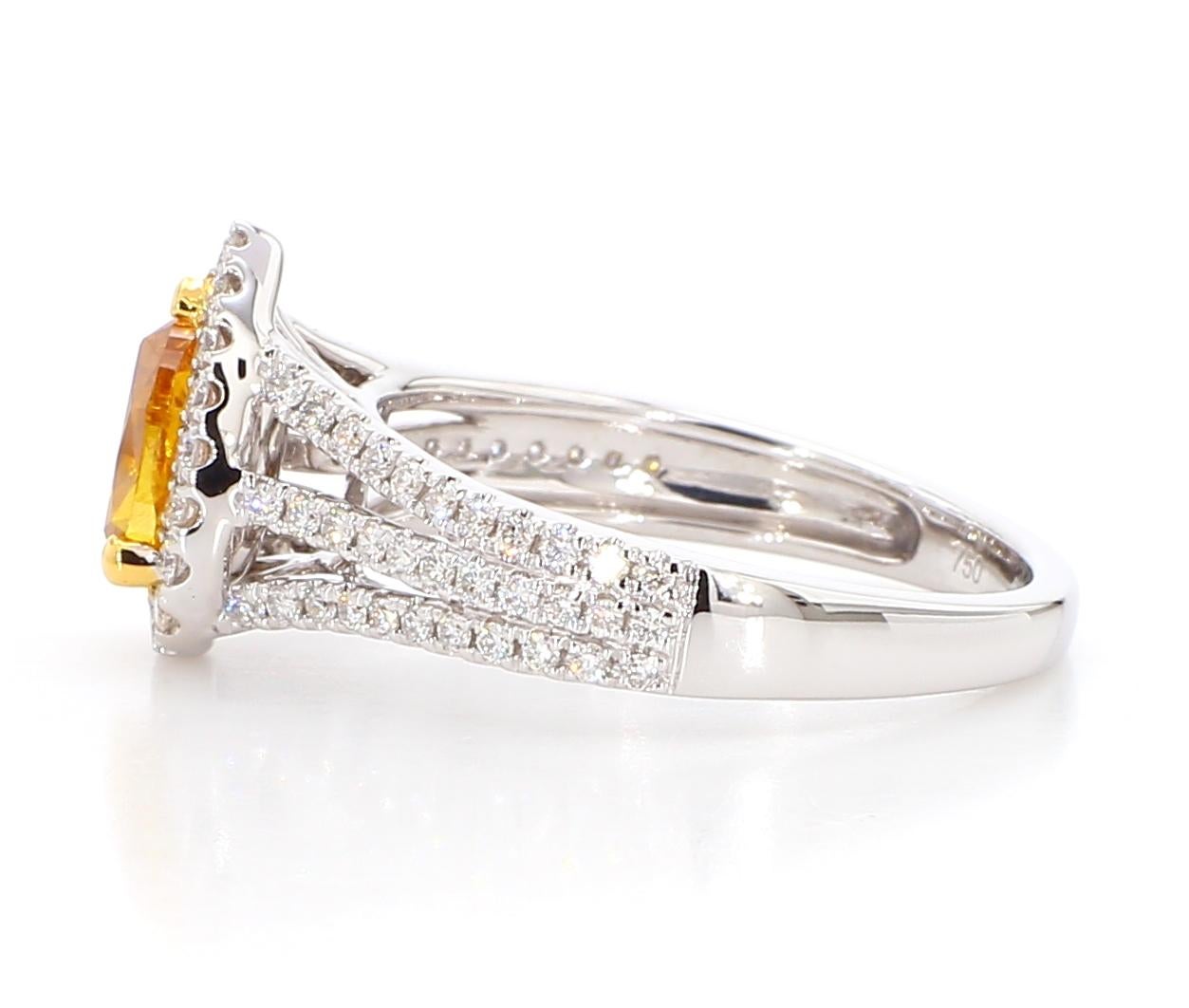 0,83 Karat Fancy Vivid Yellow-Orange-Diamantring in Birnenform [GIA#1156549673] (Tropfenschliff) im Angebot
