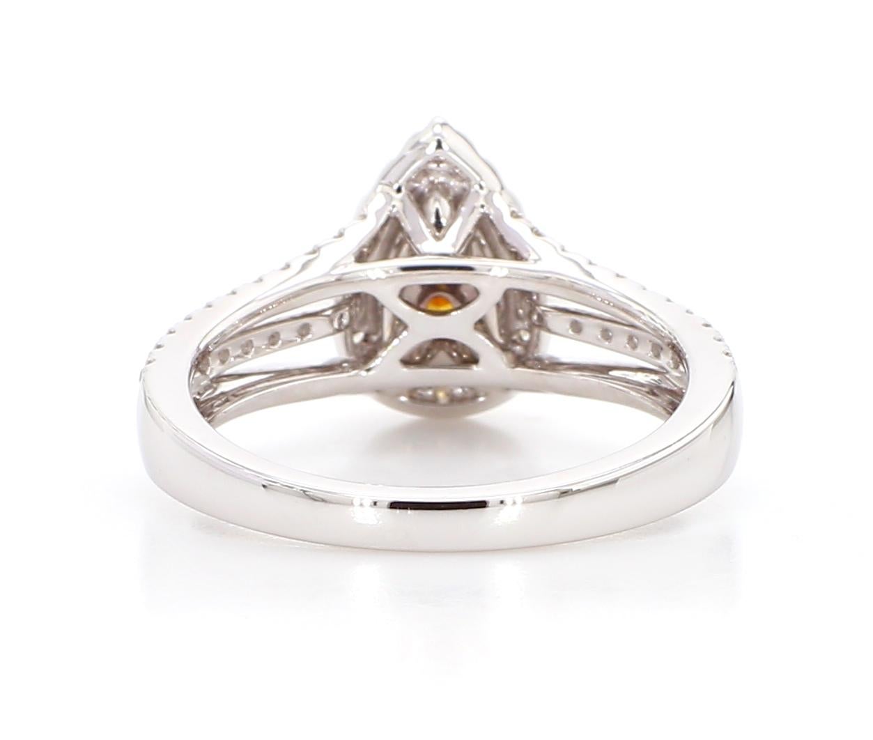 0,83 Karat Fancy Vivid Yellow-Orange-Diamantring in Birnenform [GIA#1156549673] Damen im Angebot