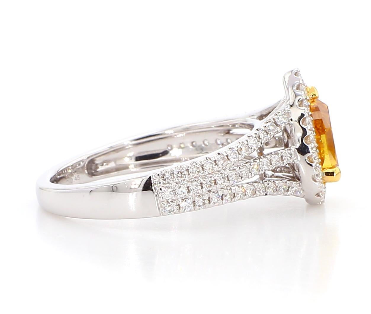 0,83 Karat Fancy Vivid Yellow-Orange-Diamantring in Birnenform [GIA#1156549673] im Angebot 2