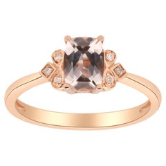 0.83 Carat Morganite Cushion Cut Diamond Accents 10K Rose Gold Engagement Ring