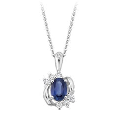 Oval Blue Sapphire Diamond Pendant