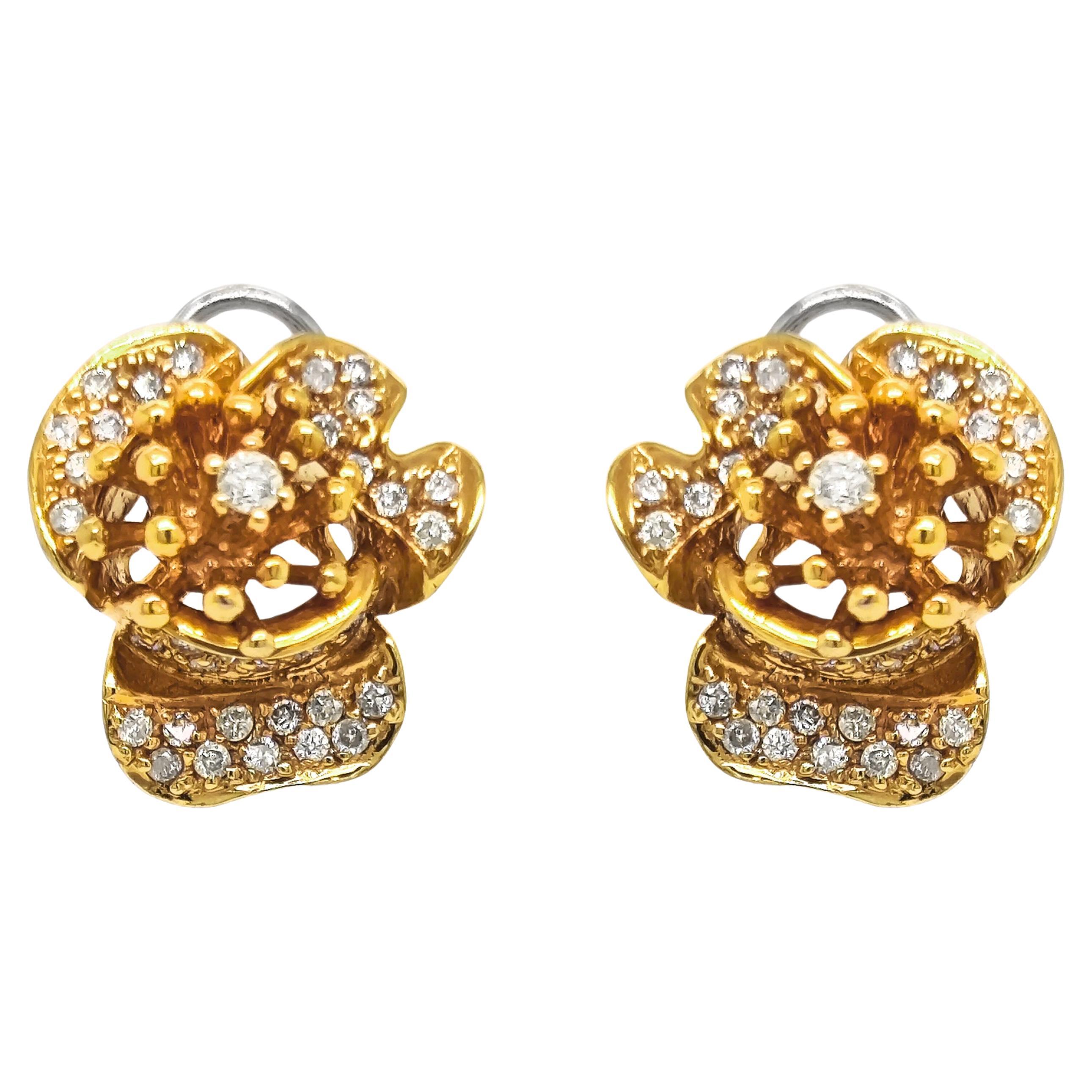 0.83 Carat Rose Diamond Rose Gold Earrings