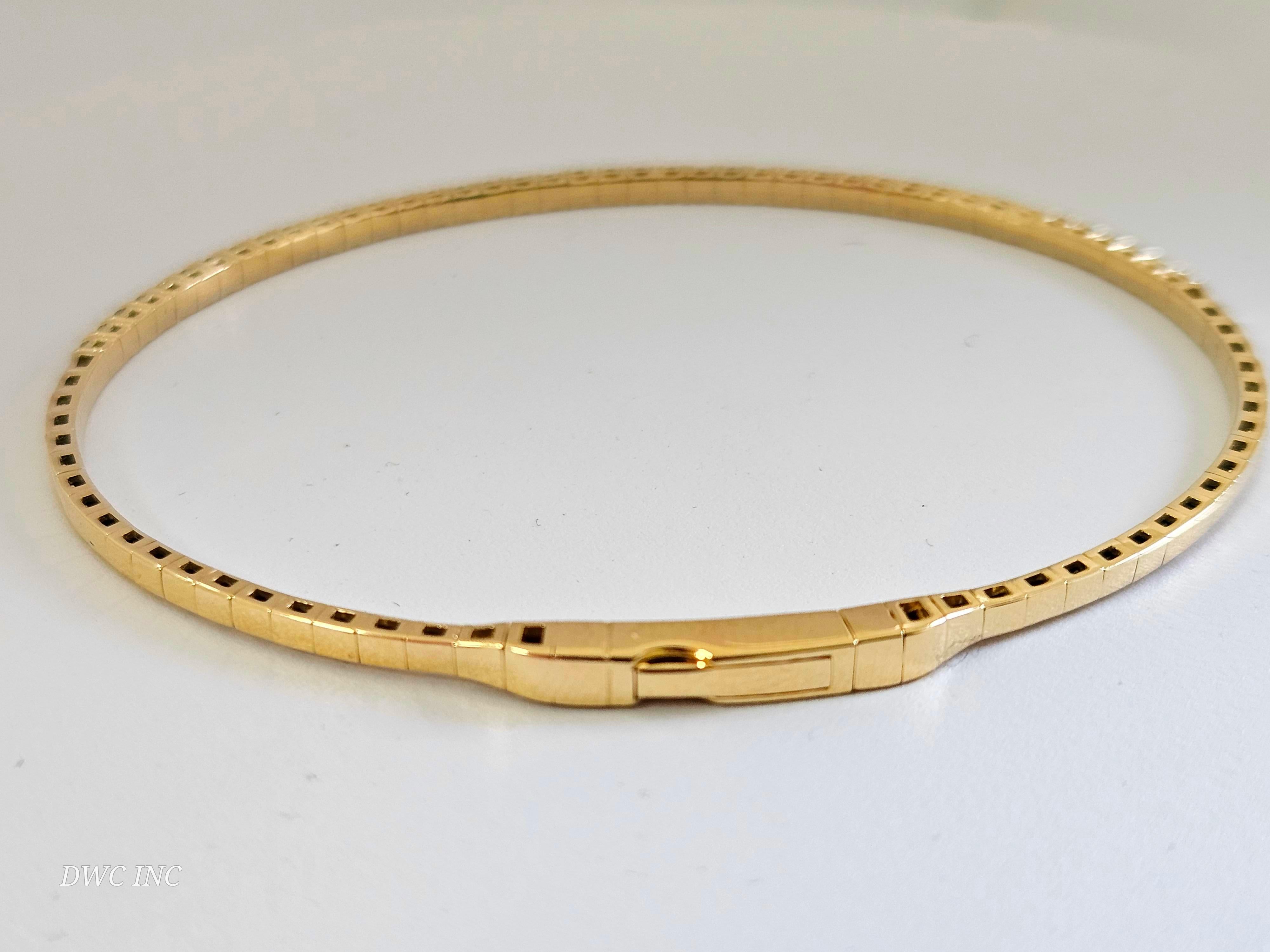 0.83 Carat Round Brilliant Cut Diamond Mini bangle Bracelet 14 Karat Yellow Gold In New Condition For Sale In Great Neck, NY