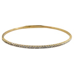 0.83 Carat Round Brilliant Cut Diamond Mini bangle Bracelet 14 Karat Yellow Gold