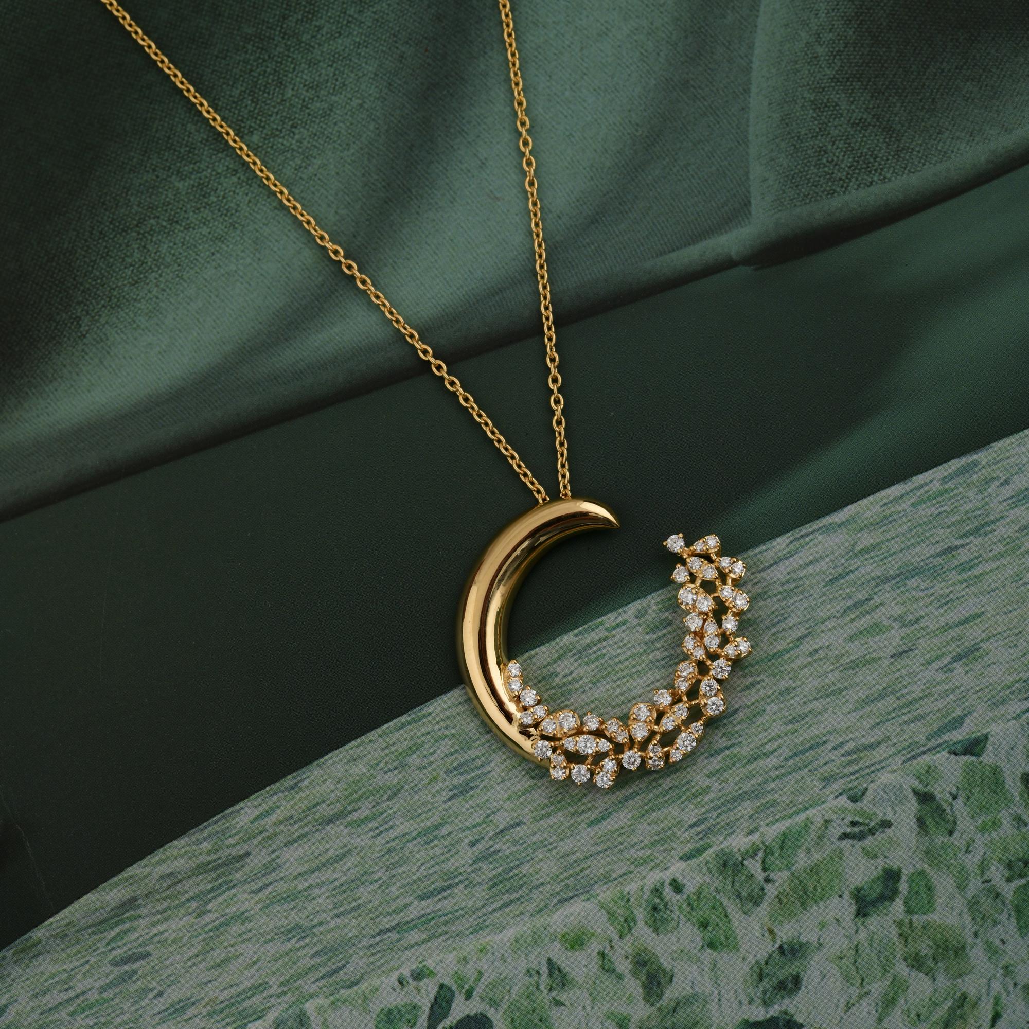 Moderno 0,83 carati SI Clarity HI Color Collana di diamanti in oro giallo 14 carati in vendita