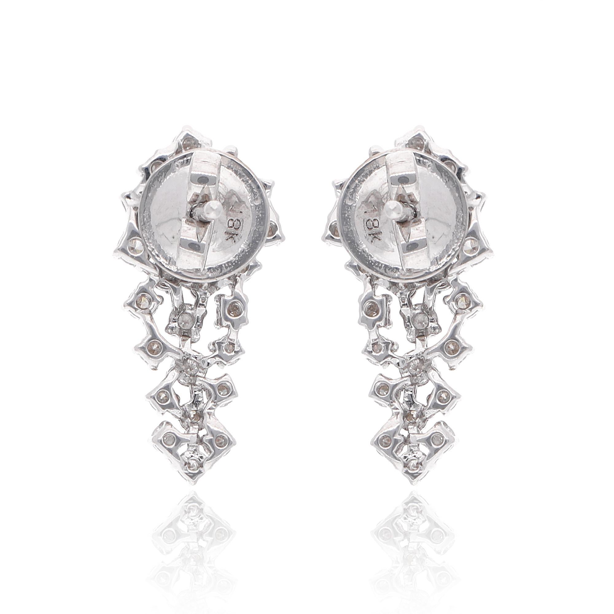 0.83 Carat SI Clarity HI Color Diamond Stud Earrings 18 Karat White Gold Jewelry In New Condition For Sale In Diera, Dubai
