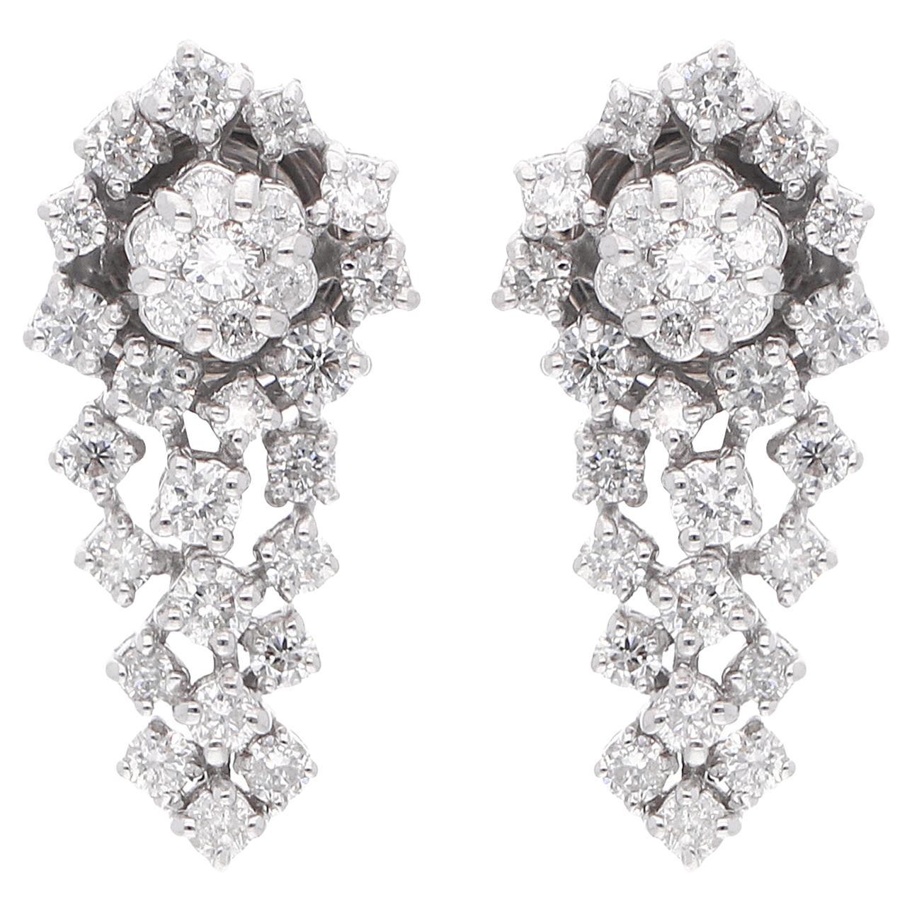 0.83 Carat SI Clarity HI Color Diamond Stud Earrings 18 Karat White Gold Jewelry