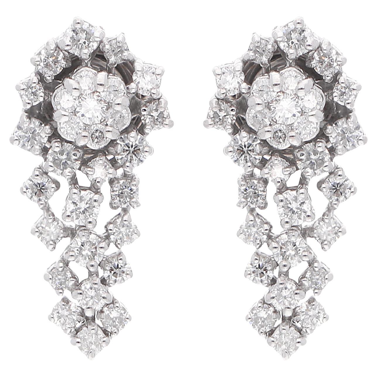 0.83 Carat SI Clarity HI Color Diamond Stud Earrings 18 Karat White Gold Jewelry