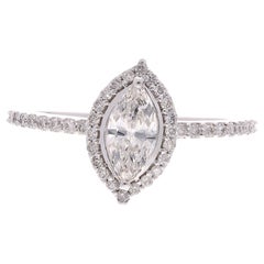 0.83 Carat Solitaire Marquise Cut Diamond Engagement Ring in 18 Karat White Gold