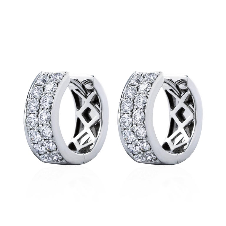 0 83 Carat Total Diamond Huggie Earrings For At 1stdibs 0 83 Carat Total Diamond Huggie Earrings For