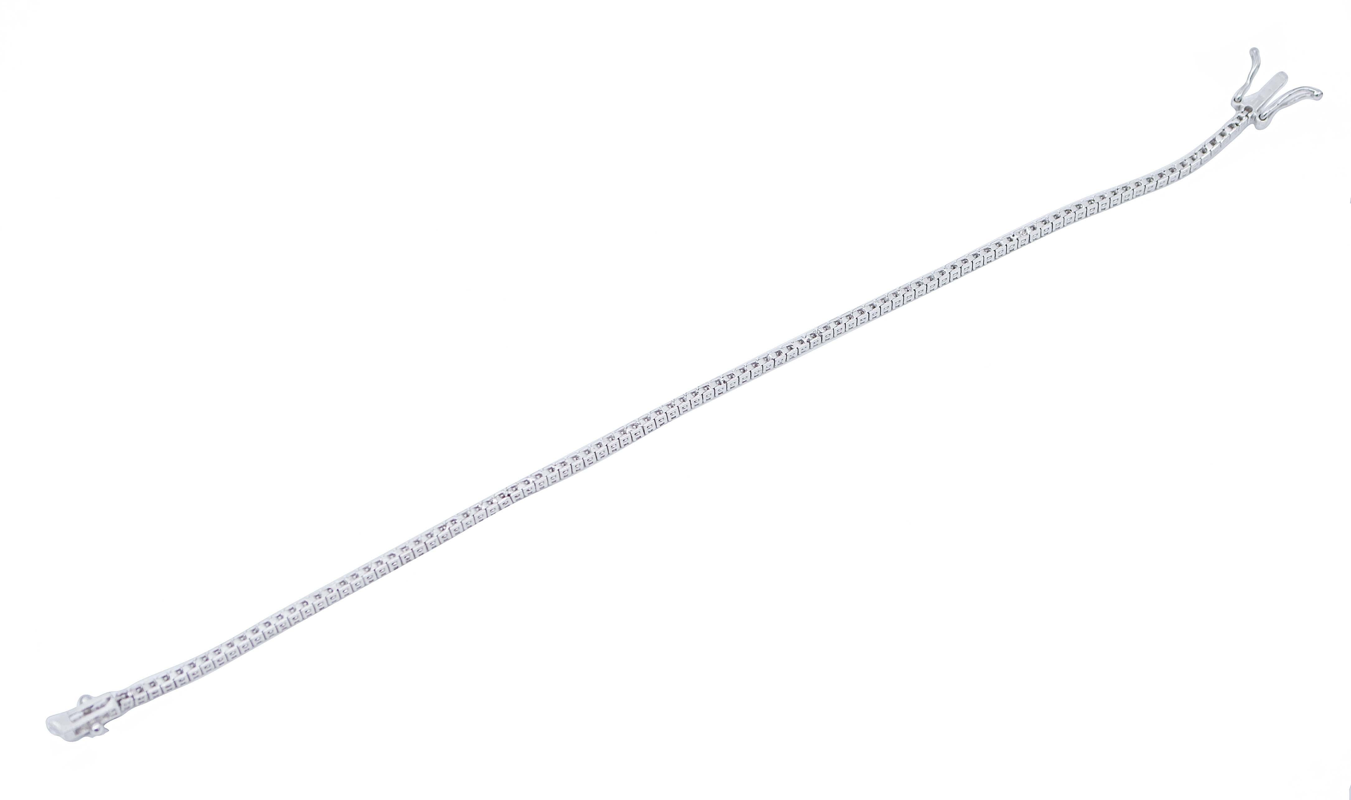 Retro 0.83 Carats Diamonds, 14 Karat White Gold Tennis Bracelet