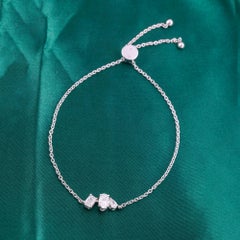 0.83 Carats Emerald, Oval & Pear Diamond Fine Adjustable Bracelet 18K White Gold