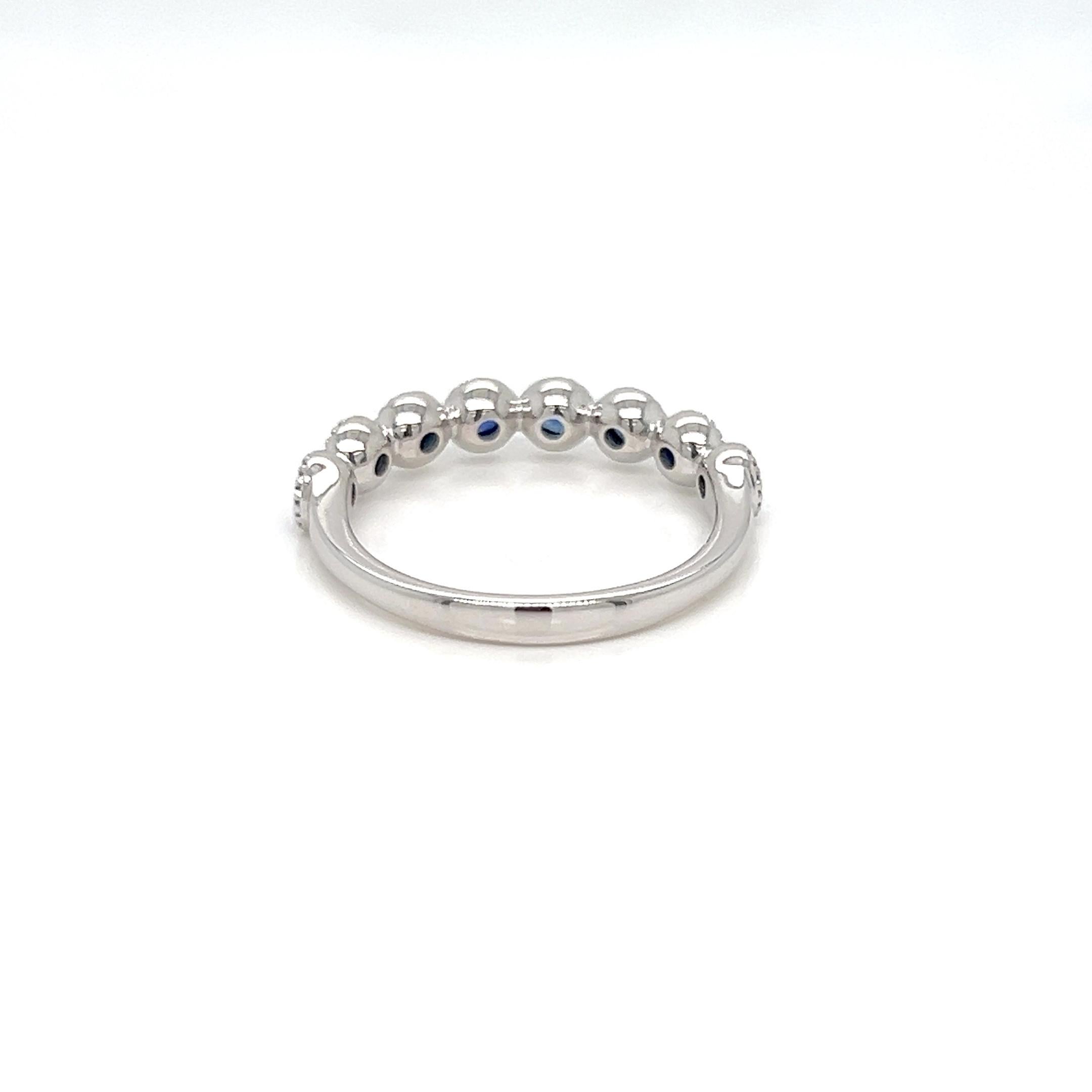 Modern 0.83 Carats Sapphire half eternity ring in Pave Bead setting  For Sale