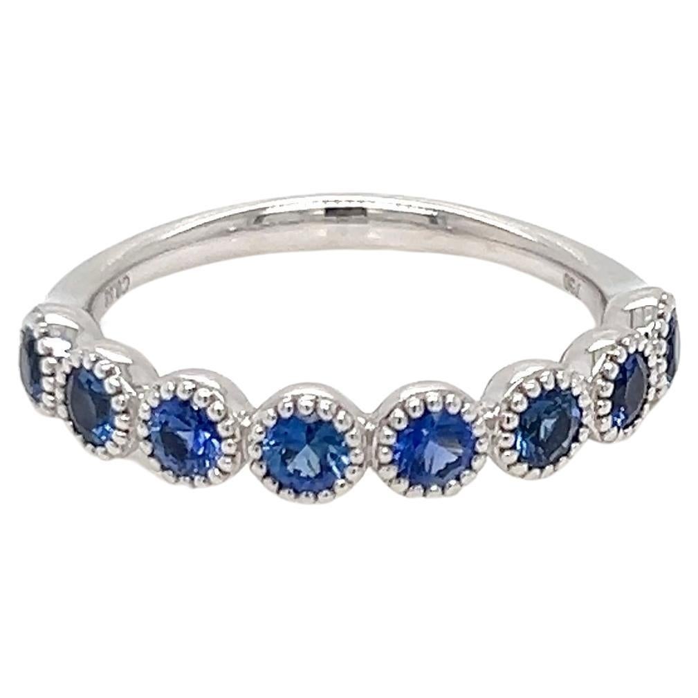 0.83 Carats Sapphire half eternity ring in Pave Bead setting  For Sale