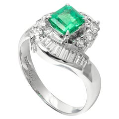 0.83 ct Natural Emerald and 0.79 ct Natural White Diamonds Ring