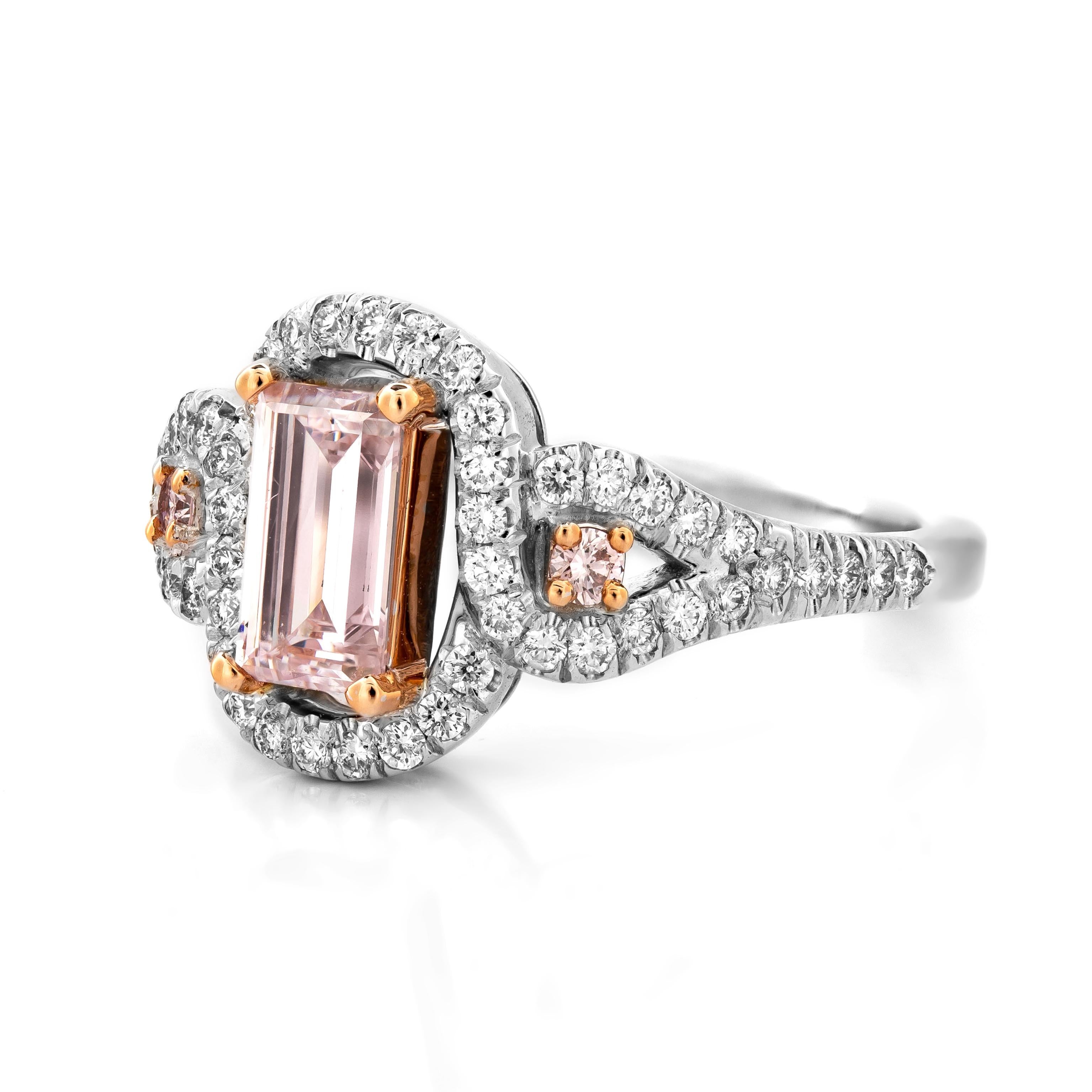 Women's 0.83 Carat Fancy Pink Diamond Ring Certified by HRD Antwerp and GWlabs