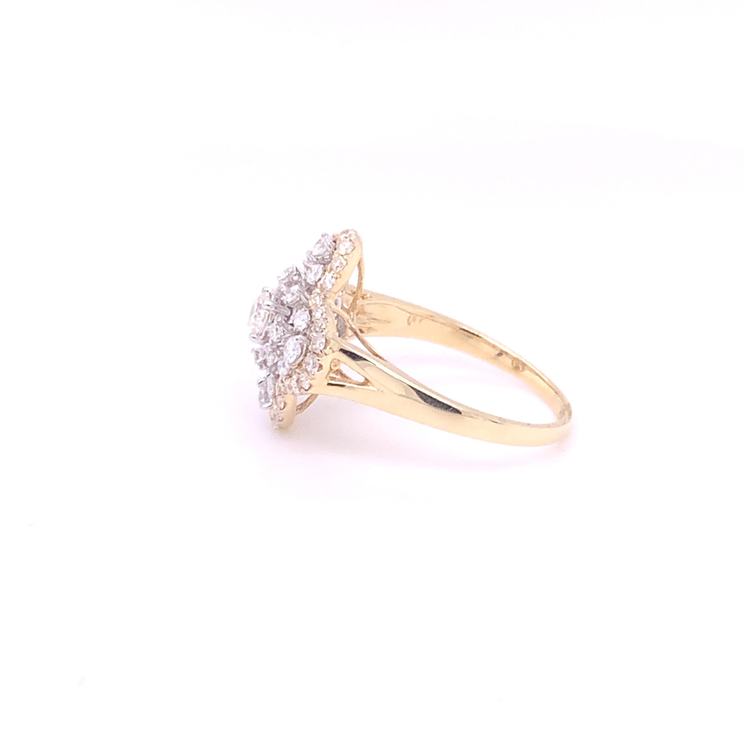 PRODUCT DESCRIPTION

Beautiful Diamond Clover Statement Ring 14K Solid Yellow Gold
 
- Total Carat Weight: 0.83 CTW.
- Gold: Solid 14K Yellow Gold
- Ring Size: 7.0 US (Resizable, please message us if you need a different size)
- Gold Weight: 3.61