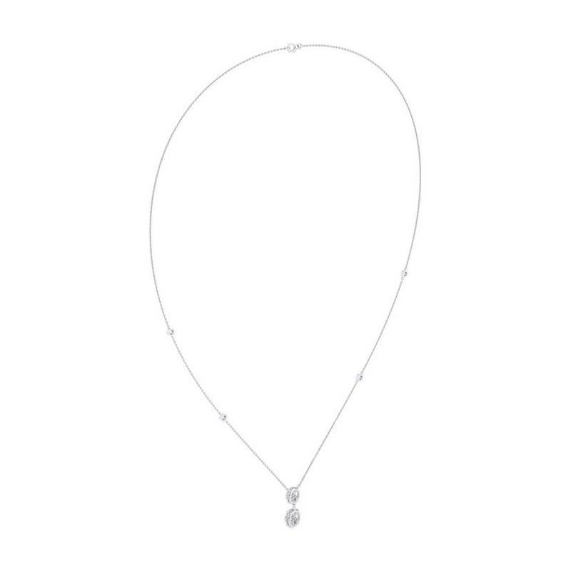 Marquise Cut 0.83 CTW marquise diamonds 18K White gold moonlight Collection Delicate Necklace For Sale