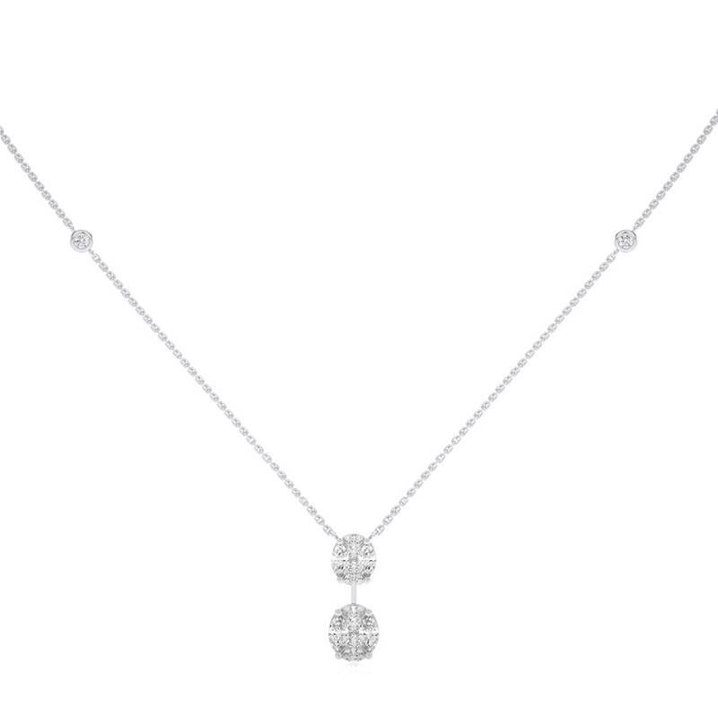 0.83 CTW marquise diamonds 18K White gold moonlight Collection Delicate Necklace In New Condition For Sale In Paramus, NJ