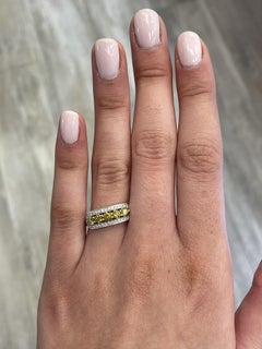 0.83ct Fancy Intense Yellow Diamond Cocktail Ring 18k Two Tone