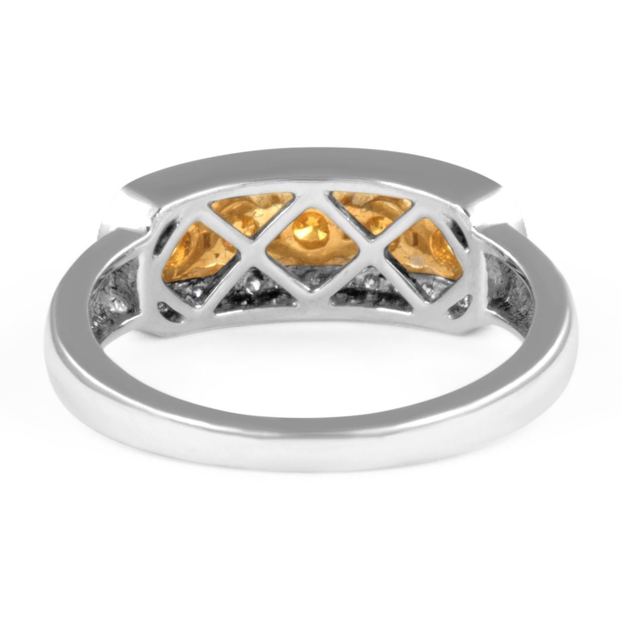 0.83ct Fancy Intense Yellow Diamond Cocktail Ring 18k Two Tone In New Condition For Sale In BEVERLY HILLS, CA