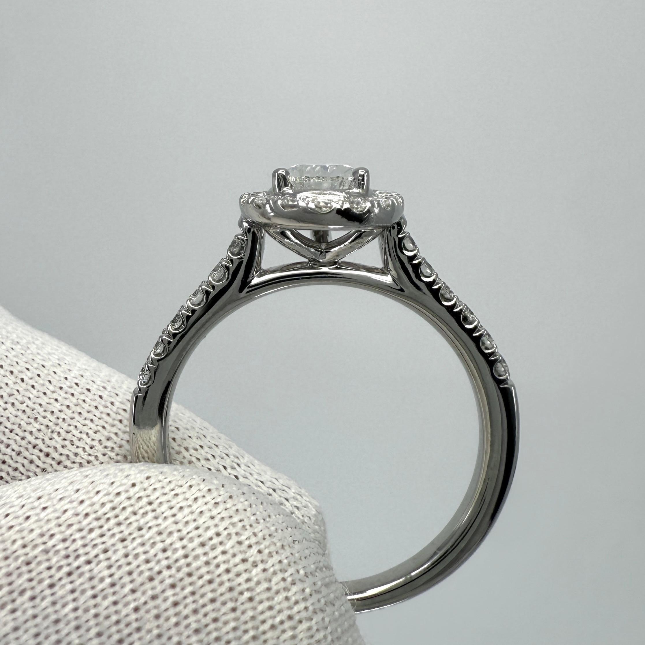 0,83ct GIA Certified Natural Pear Cut Diamond SI1 G Platinum Halo Cluster Ring in vendita 3