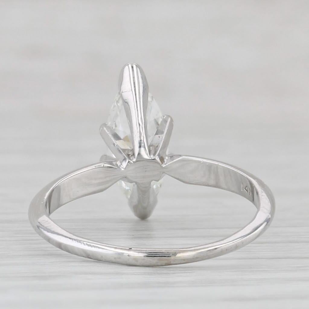Informationen zu Edelsteinen:
- Natürlicher Diamant -
Karat - 0,83ct
Schliff - Marquise Brillant
Farbe - G - H
Reinheit - VS1 - VS2

Metall: 14k Weißgold
Gewicht: 2,2 Gramm 
Briefmarken: 14k
Stirnseite Höhe: 13.1 mm 
Höhe über dem Finger: 7.4