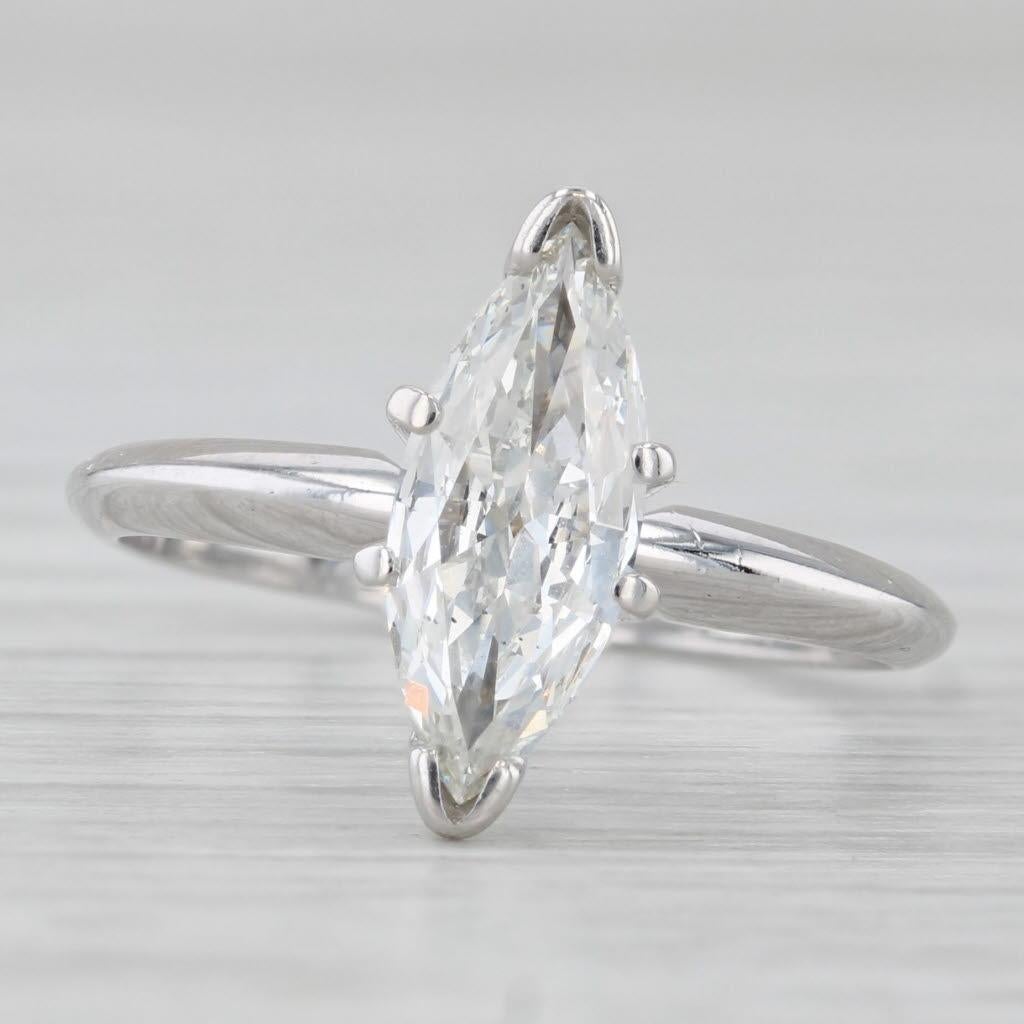 0,83ct Marquise Brillant Solitär Verlobungsring 14k Weißgold Größe 5,5 (Marquiseschliff) im Angebot