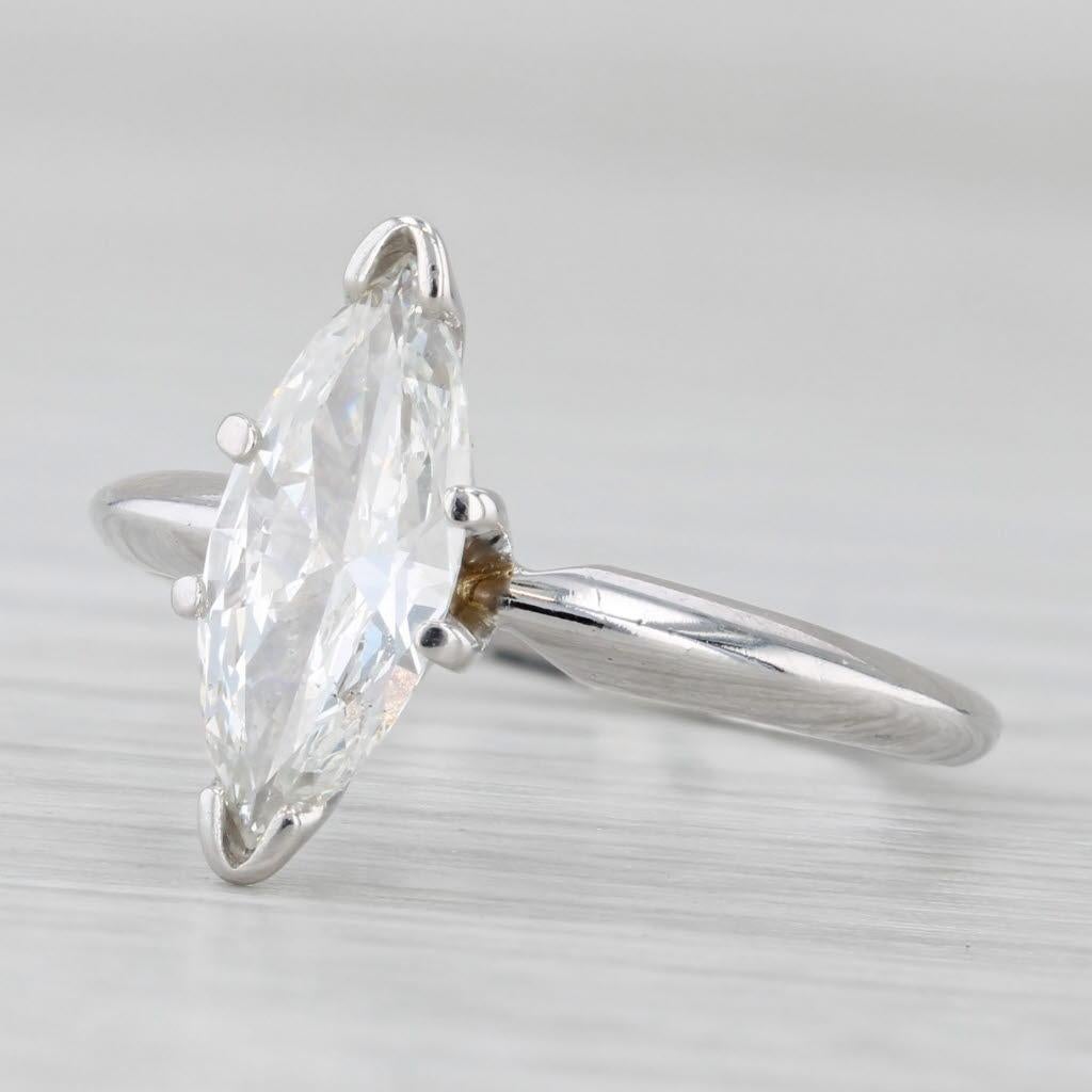 0,83ct Marquise Brillant Solitär Verlobungsring 14k Weißgold Größe 5,5 im Angebot 1