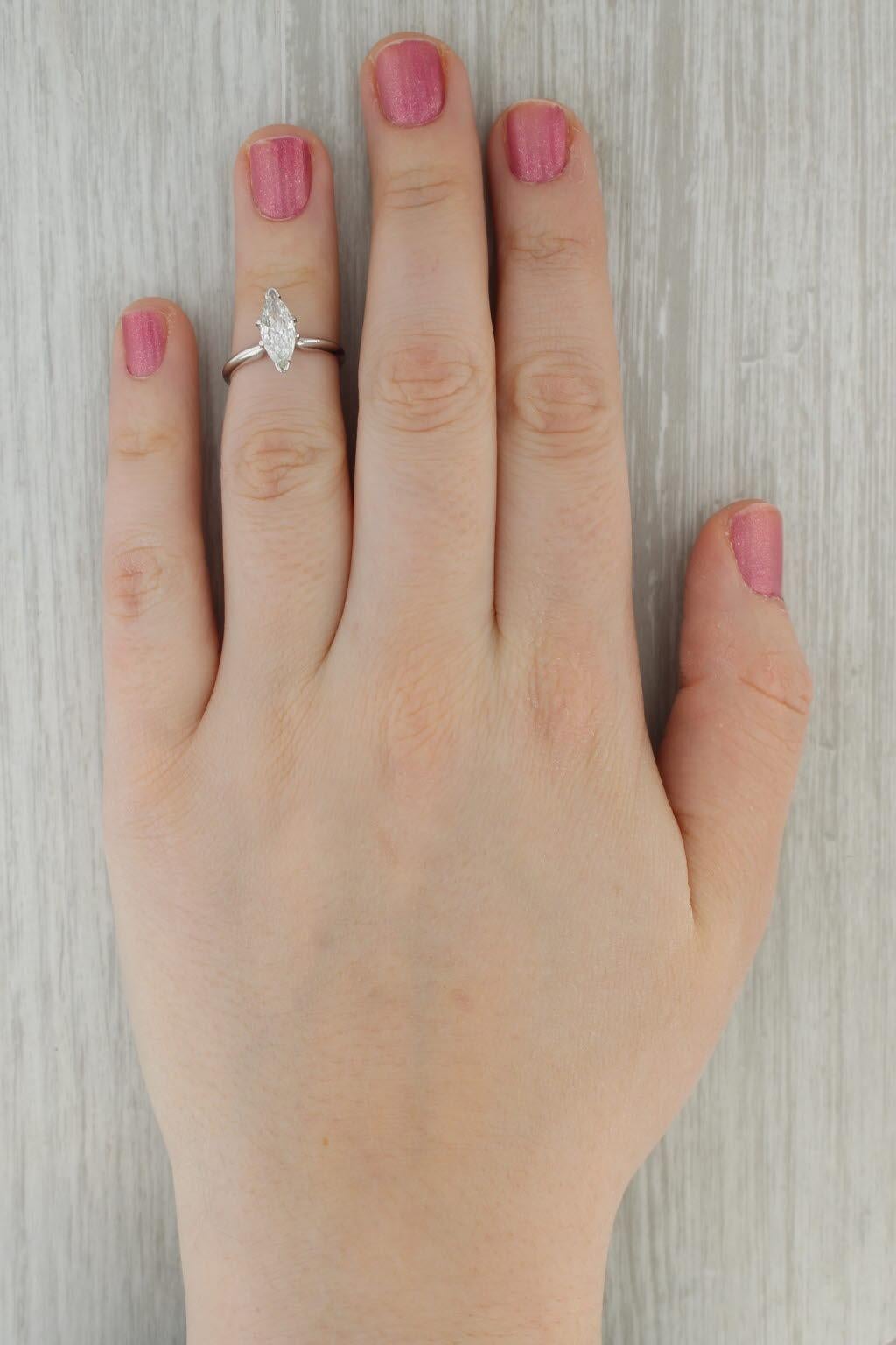 0,83ct Marquise Brillant Solitär Verlobungsring 14k Weißgold Größe 5,5 im Angebot 3