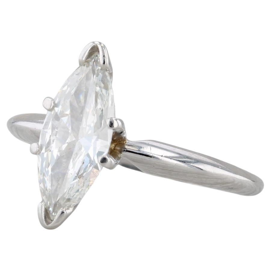 0.83ct Marquise Brilliant Solitaire Engagement Ring 14k White Gold Size 5.5