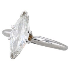0.83ct Marquise Brilliant Solitaire Engagement Ring 14k White Gold Size 5.5