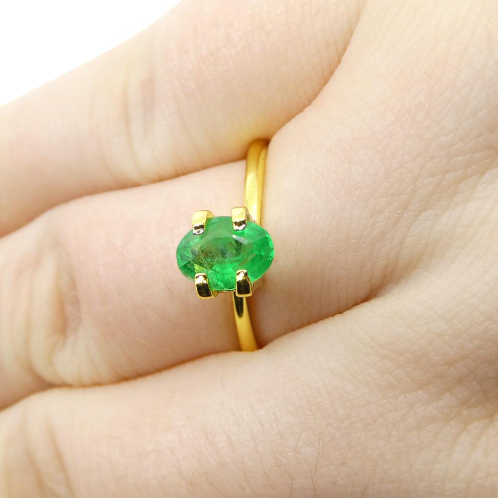 Description:

Gem Type: Emerald 
Number of Stones: 1
Weight: 0.83 cts
Measurements: 7.25 x 5.49 x 3.70 mm
Shape: Oval
Cutting Style Crown: Step Cut
Cutting Style Pavilion: Step Cut 
Transparency: Transparent
Clarity: Slightly Included: Some
