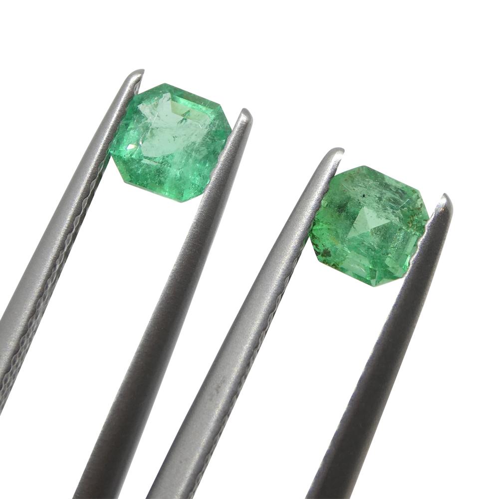 0.83ct Pair Square Green Emerald from Colombia For Sale 5