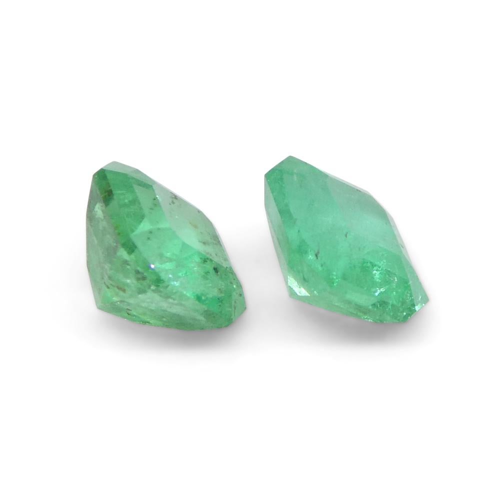 0.83ct Pair Square Green Emerald from Colombia For Sale 7