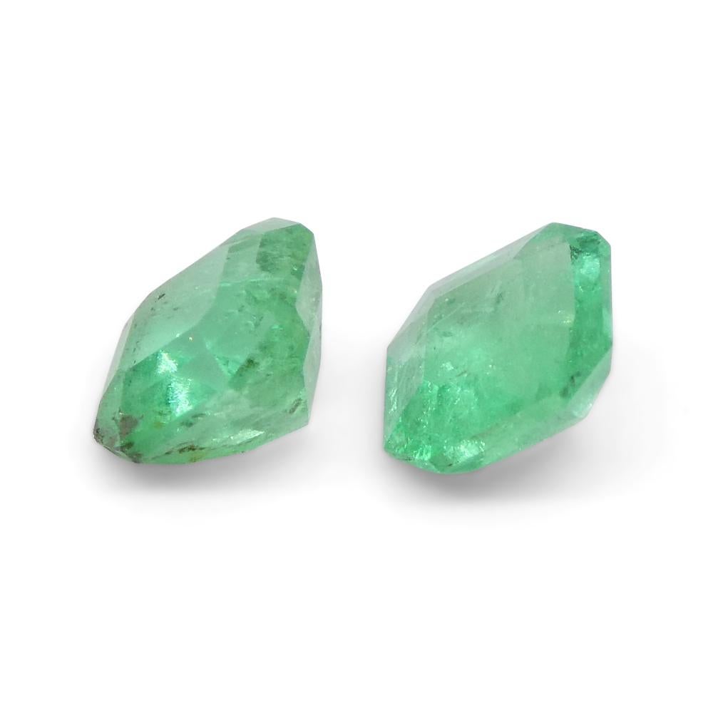 0.83ct Pair Square Green Emerald from Colombia In New Condition For Sale In Toronto, Ontario